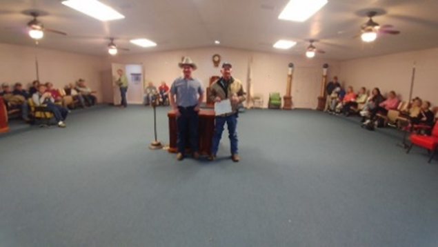 Garrett Lyons, Master of Lodge & Randy Bud McCollum recipient of the Community Builder Award for 2024